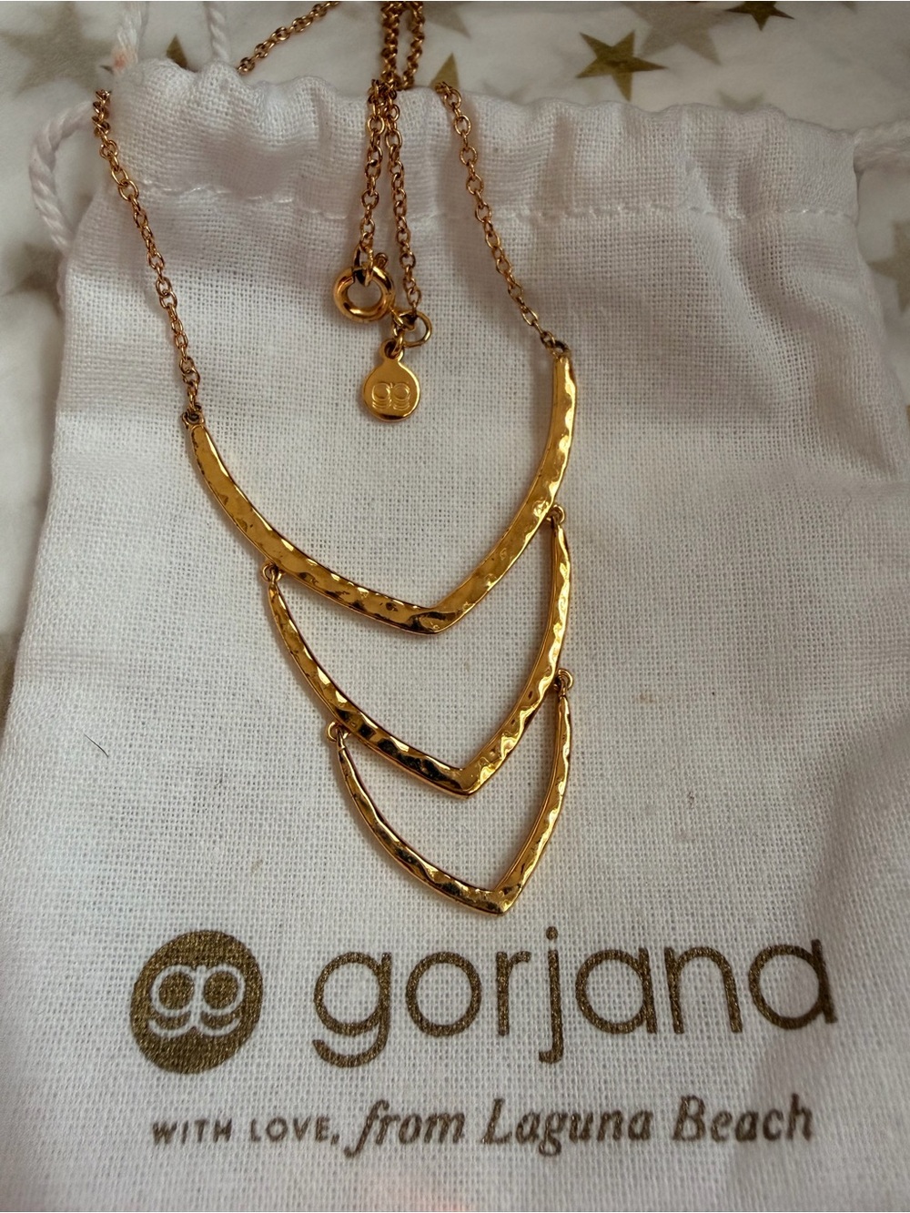 Gorjana Hammered Gold Triple V-Layer Necklace